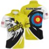 Yellow Blue Target Archery Polo Shirts For Men, Custom Arrows Archery Team Shirts, Custom Archery Team Polo Shirt