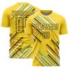 Yellow Black Lines And Dots Sublimation Soccer Uniform Jersey, Custom Team Soccer Jersey Shirt