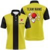 Yellow Bowling Polo Shirt For Men Custom Bowling Polo Shirt With Name Bowling Team Shirt For Men, Personalized Bowling Team Shirt