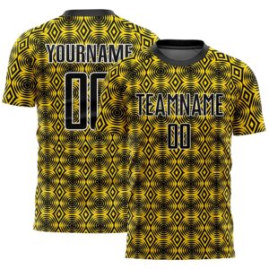 Yellow Black White Geometric Shapes Sublimation Soccer&hellip;