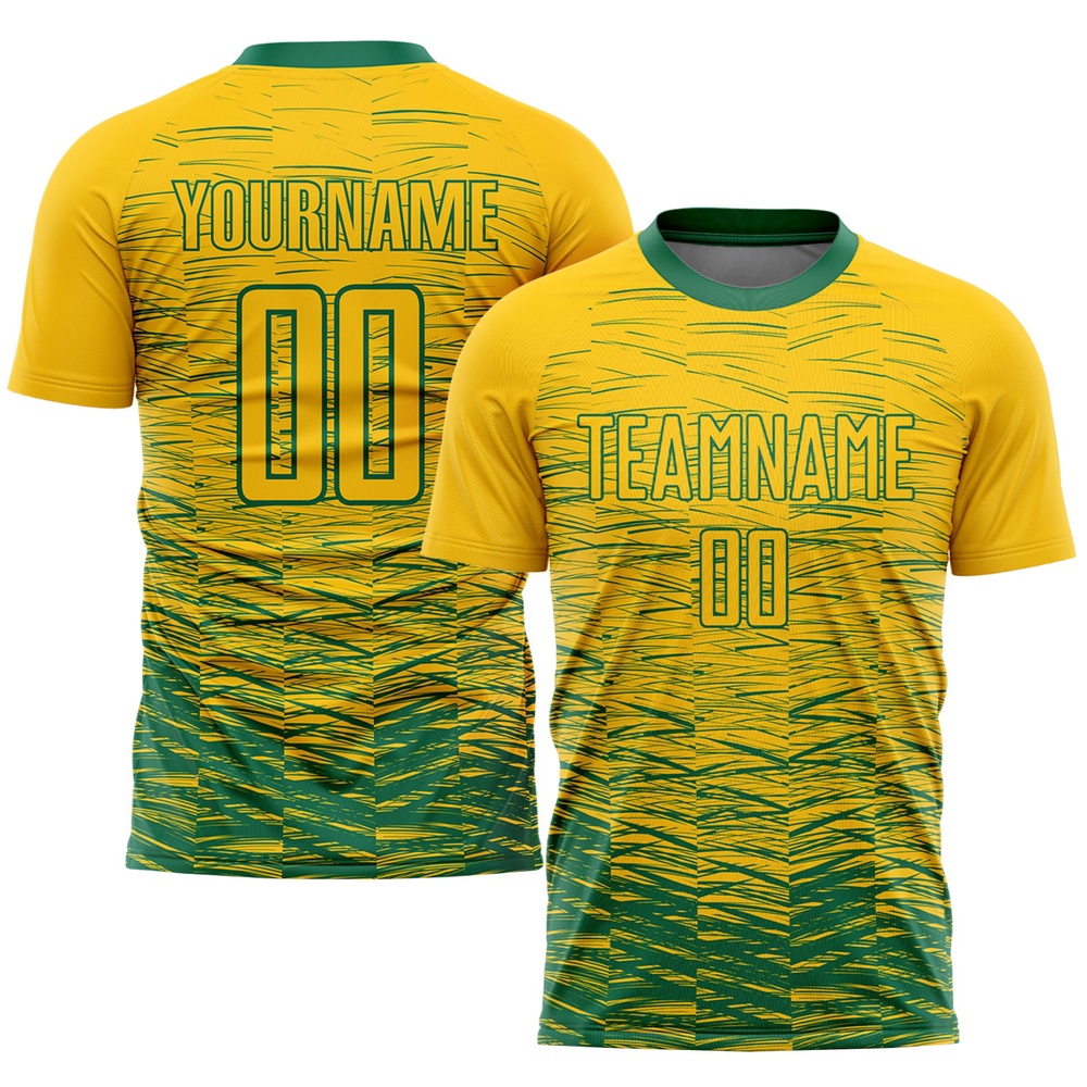 Yellow Kelly Green Sublimation Soccer Uniform Jersey, Custom Team Soccer Jersey Shirt