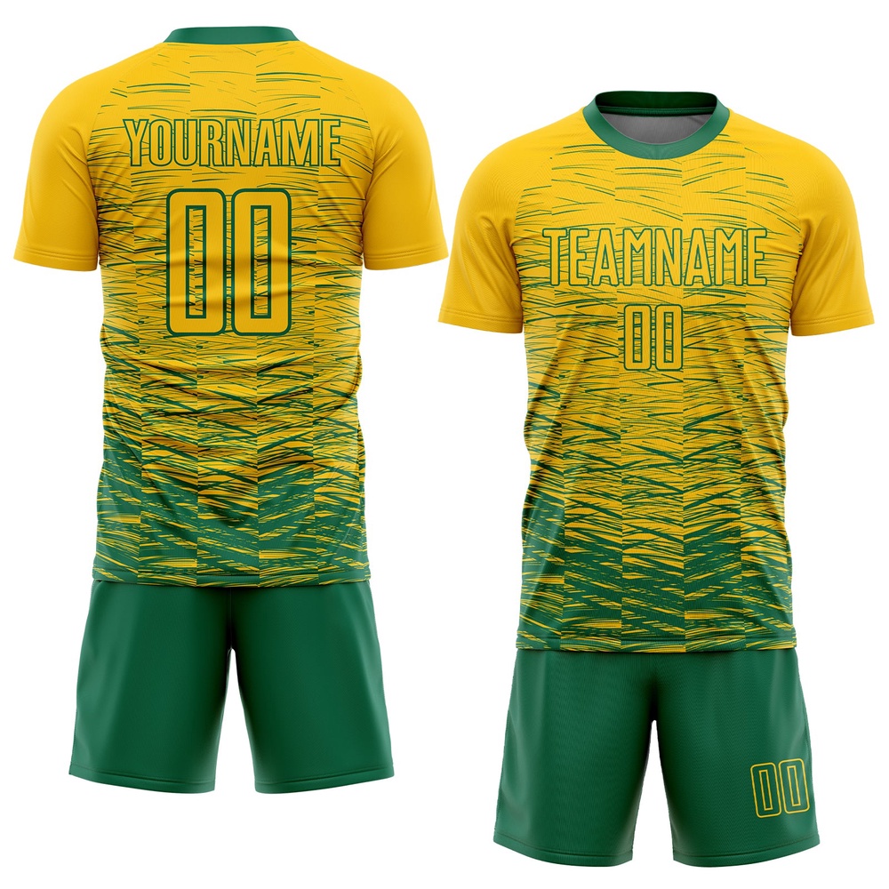 Yellow Kelly Green Sublimation Soccer Uniform Jersey, Custom Team Soccer Jersey Shirt