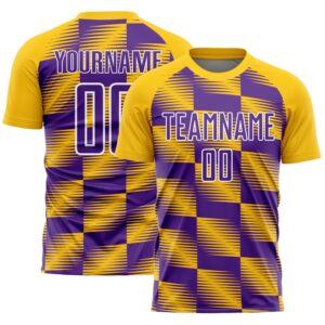 Yellow Purple White Lines Sublimation Soccer Uniform&hellip;