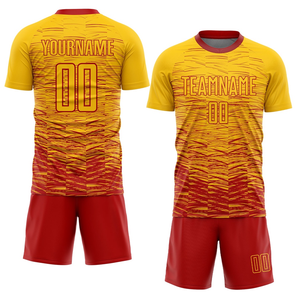 Yellow Red Sublimation Soccer Uniform Jersey, Custom Team Soccer Jersey Shirt