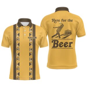 Yellow Retro Bowling Polo Shirts For Men&hellip;