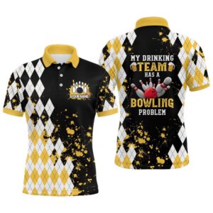 Yellow Retro Bowling Polo Shirts For Men&hellip;