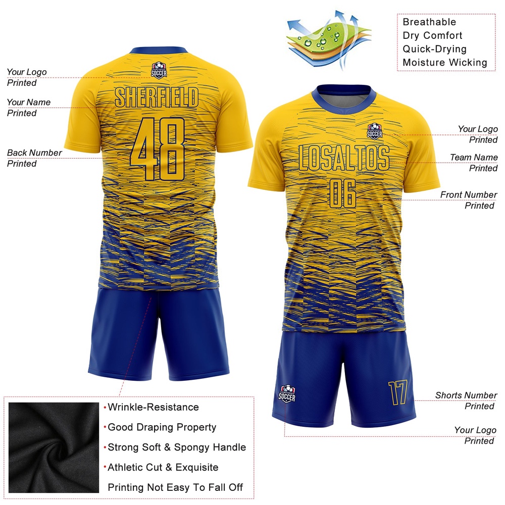 Yellow Royal Sublimation Soccer Uniform Jersey, Custom Team Soccer Jersey Shirt