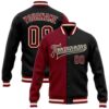 Custom Black Crimson Gold Bomber Full Snap Baseball Jacket, Custom Team Jacket