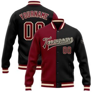 Custom Black Crimson Cream Maroon Bomber Full&hellip;