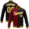 Custom Black Gold Crimson Bomber Varsity Baseball Jacket, Custom Team Jacket