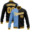 Custom Black Gold Heron And Tiger 3D Pattern Design Bomber Full Snap Baseball Jacket, Custom Team Jacket