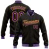 Custom Black Gold Owl 3D Pattern Design Bomber Full Snap Baseball Jacket, Custom Team Jacket