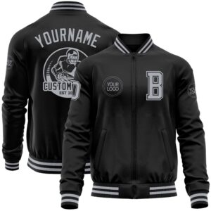 Custom Black Gray Bomber Varsity Baseball Jacket,&hellip;