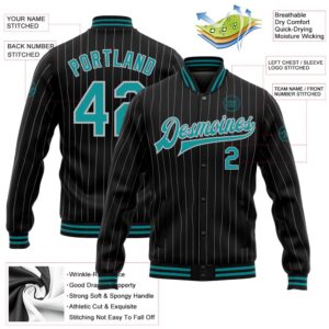 Custom Black Gray Pinstripe Teal Bomber Full&hellip;