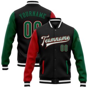Custom Black Kelly Green Red Bomber Full&hellip;