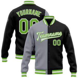Custom Black Neon Green Gray Bomber Full&hellip;