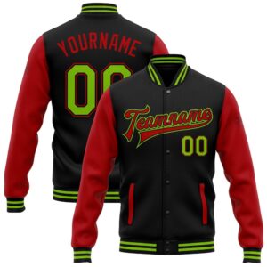 Custom Black Neon Green Red Bomber Full&hellip;