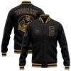 Custom Black Old Gold Crimson Bomber Varsity Baseball Jacket, Custom Team Jacket
