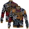 Custom Black Old Gold Gray Bomber Full Snap Varsity Baseball Jacket, Custom Team Jacket