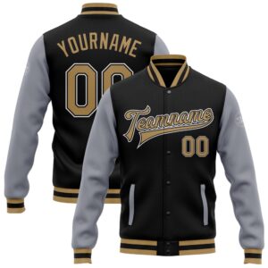 Custom Black Old Gold Gray Bomber Full&hellip;