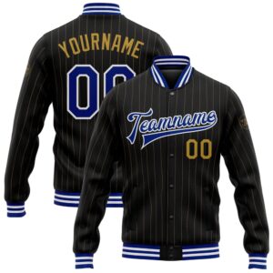 Custom Black Old Gold Pinstripe Royal White&hellip;