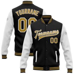 Custom Black Old Gold White Bomber Full&hellip;
