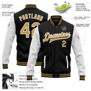 Custom Black Old Gold White Bomber Full&hellip;