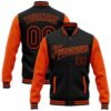 Custom Black Orange Bomber Varsity Baseball Jacket, Custom Team Jacket