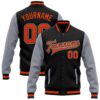 Custom Black Orange Gold Bomber Full Snap Varsity Baseball Jacket, Custom Team Jacket