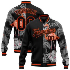 Custom Black Orange Gray Flamingo And Tropical&hellip;