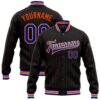 Custom Black Orange Kelly Green Bomber Varsity Baseball Jacket, Custom Team Jacket