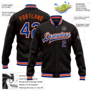 Custom Black Orange Pinstripe Royal White Bomber&hellip;