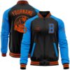 Custom Black Orange Royal Bomber Full Snap Varsity Baseball Jacket, Custom Team Jacket