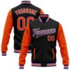 Custom Black Orange Powder Blue Bomber Varsity Baseball Jacket, Custom Team Jacket