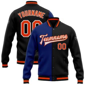 Custom Black Orange Royal Bomber Full Snap&hellip;