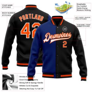Custom Black Orange Royal Bomber Full Snap&hellip;