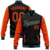 Custom Black Orange The Golden Gate Bridge San Francisco California City Edition 3D Bomber Full Snap Baseball Jacket, Custom Team Jacket