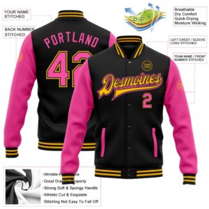 Custom Black Pink Gold Bomber Full Snap&hellip;