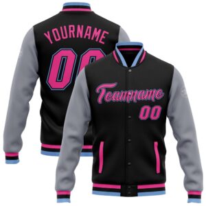 Custom Black Pink Gray Light Blue Bomber&hellip;