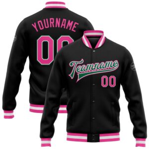 Custom Black Pink Kelly Green Bomber Full&hellip;