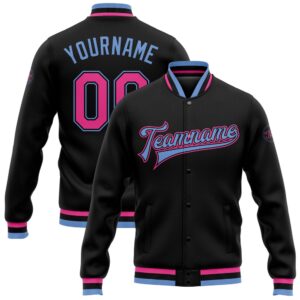 Custom Black Pink Light Blue Bomber Full&hellip;