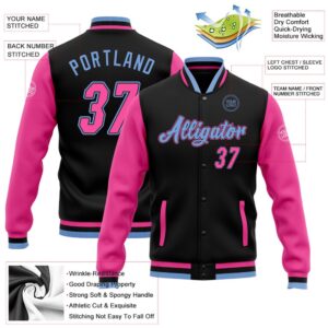 Custom Black Pink Light Blue Bomber Full&hellip;