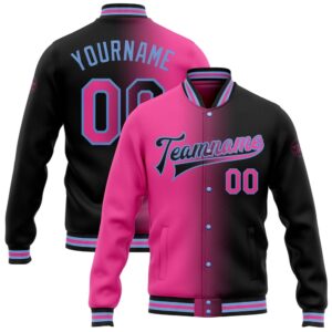 Custom Black Pink Light Blue Bomber Full&hellip;