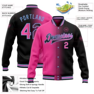 Custom Black Pink Light Blue Bomber Full&hellip;