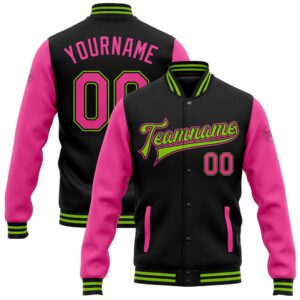 Custom Black Pink Neon Green Bomber Full&hellip;