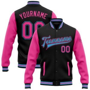 Custom Black Pink Sky Blue Bomber Full&hellip;