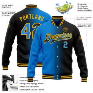 Custom Black Powder Blue Gold Bomber Full&hellip;