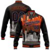 Custom Black Powder Blue Orange Bomber Varsity Baseball Jacket, Custom Team Jacket