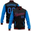 Custom Black Powder Blue Orange Miami Florida City Edition 3D Bomber Full Snap Baseball Jacket, Custom Team Jacket