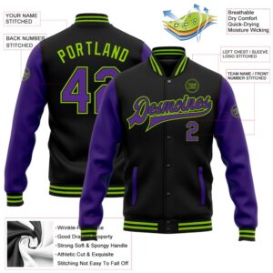 Custom Black Purple Neon Green Bomber Full&hellip;